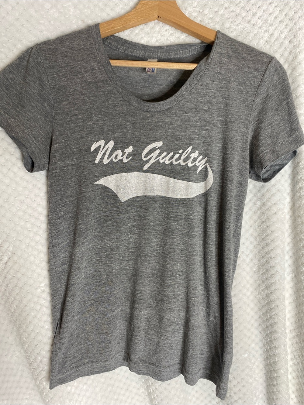 Vintage Gideon’s Promise Grey Graphic Tee with White "Not Guilty" Script